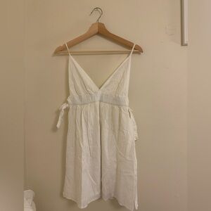 aerie White Spaghetti Strap V-Neck Summer Dress